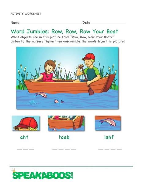 row row row your boat worksheet